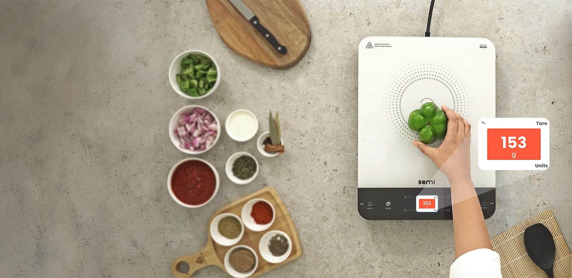 Built-in weighing scale